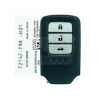 [tapsy] Honda City/Civic/Jazz 2014-2020 Genuine 3 Buttons Smart Remote Key ID47 433MHz 72147-T9A-H01 / 72147-TEX-G01
