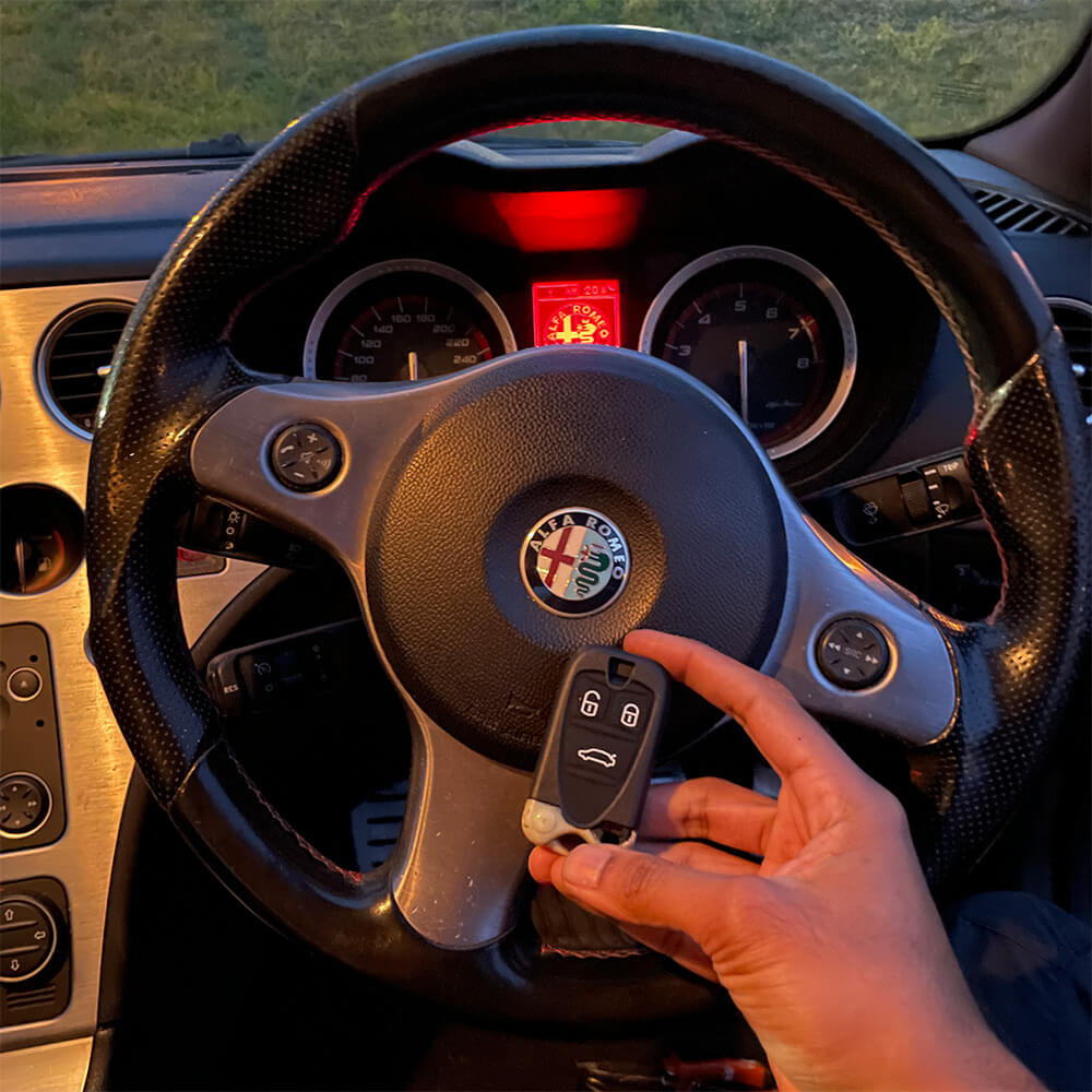 We come to the car, cut a new key, and program it on the spot.